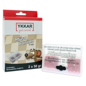 Músabaninn 2x 50g. Eitur 0,0027% bromadíólon.